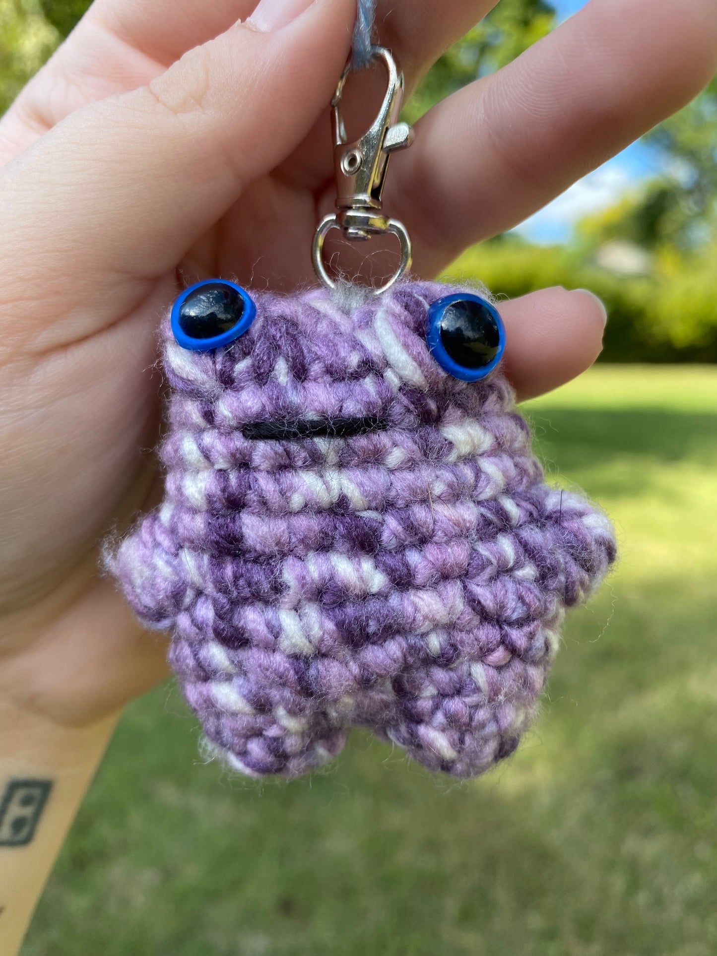 Crochet Purple Frog Keychain