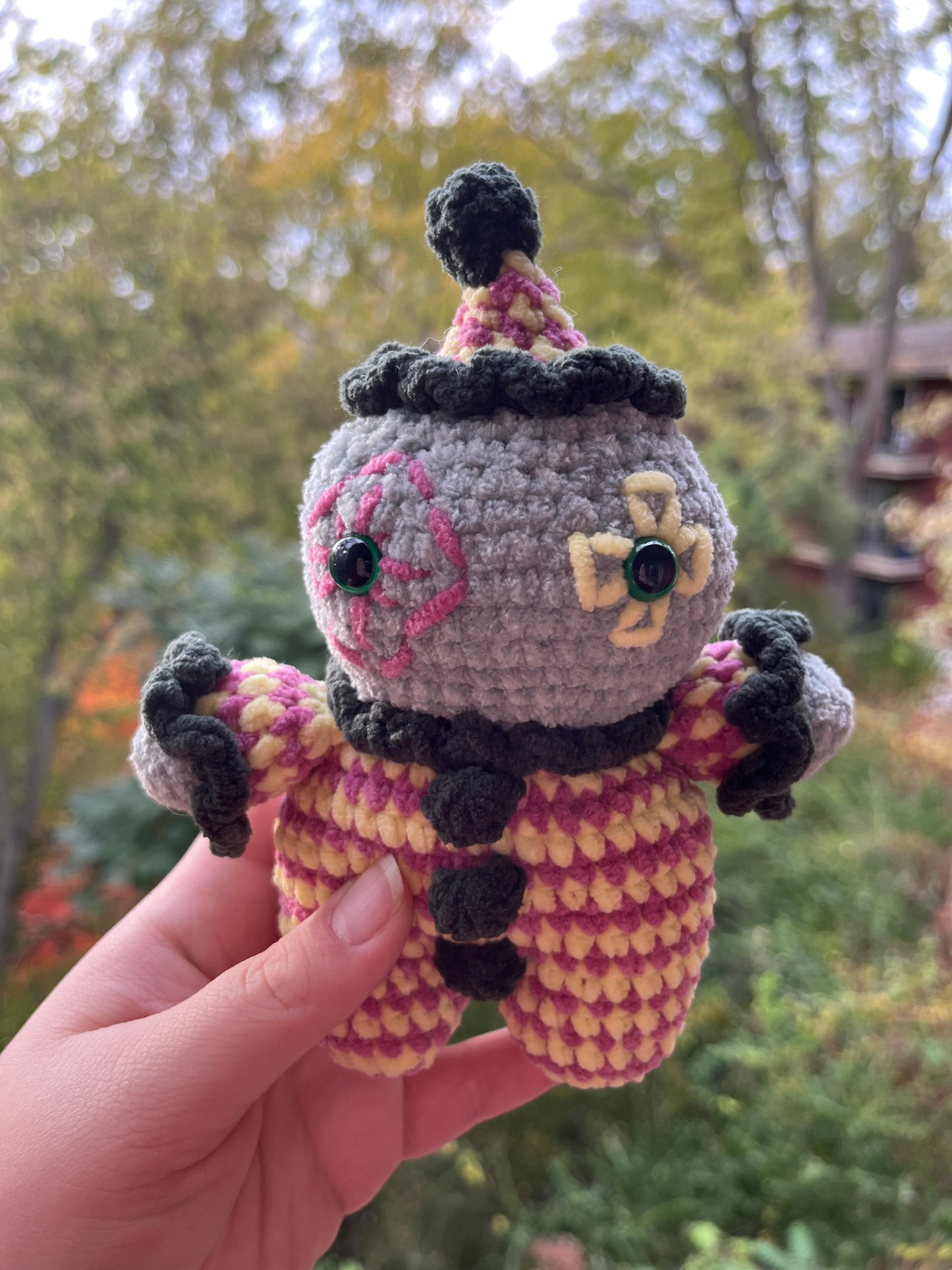 Crochet clown plush