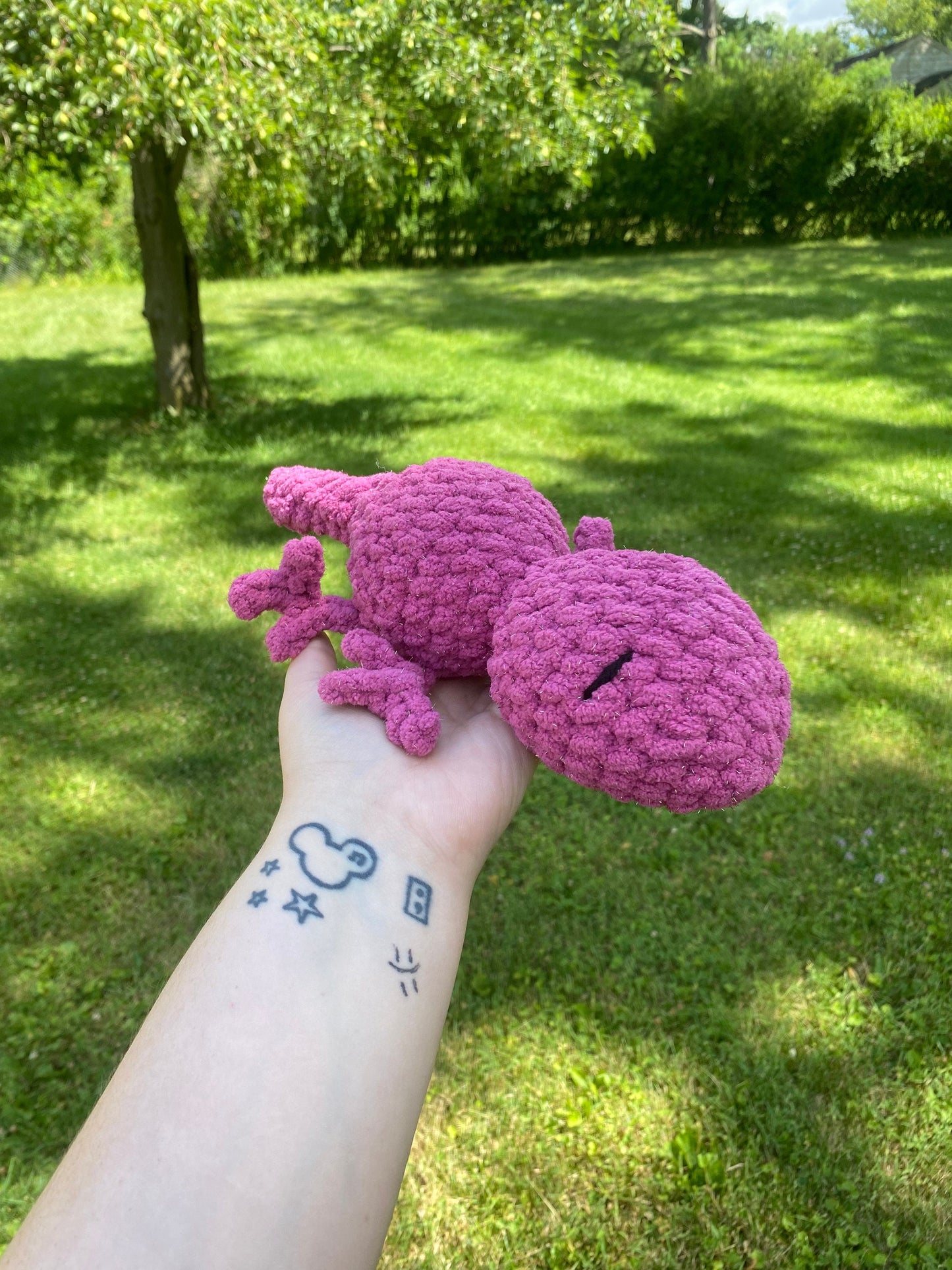 Crochet Pink Lizard Plush
