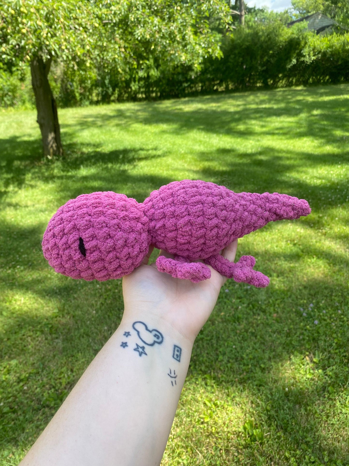 Crochet Pink Lizard Plush