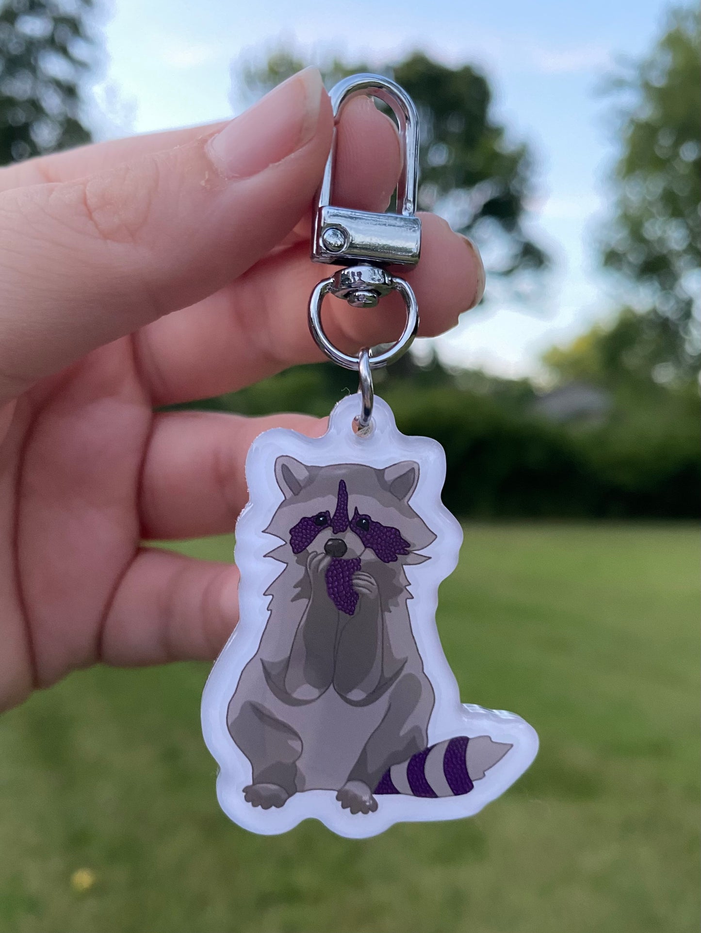 Raccoon Grape Keychain